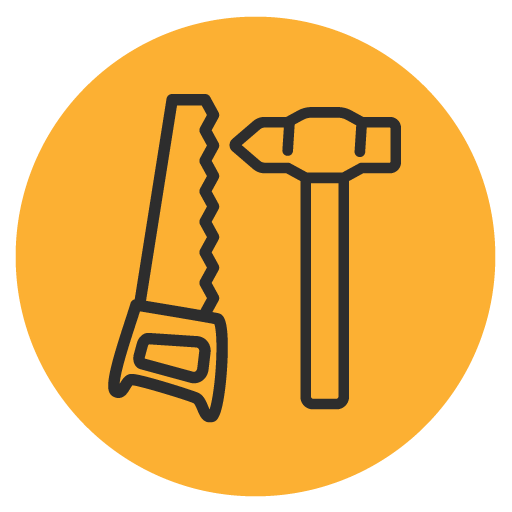 An icon showing a saw and a hammer