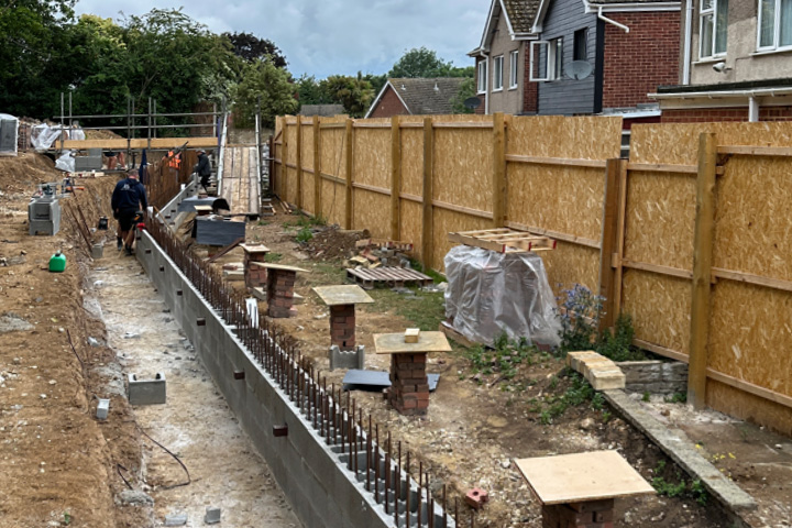 Pic showing the wall footings being built on a commercial housing build