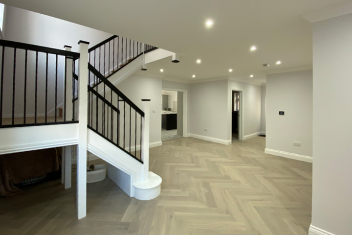 Pic showing an elaborate hallway conversion in a Kentstruction home project